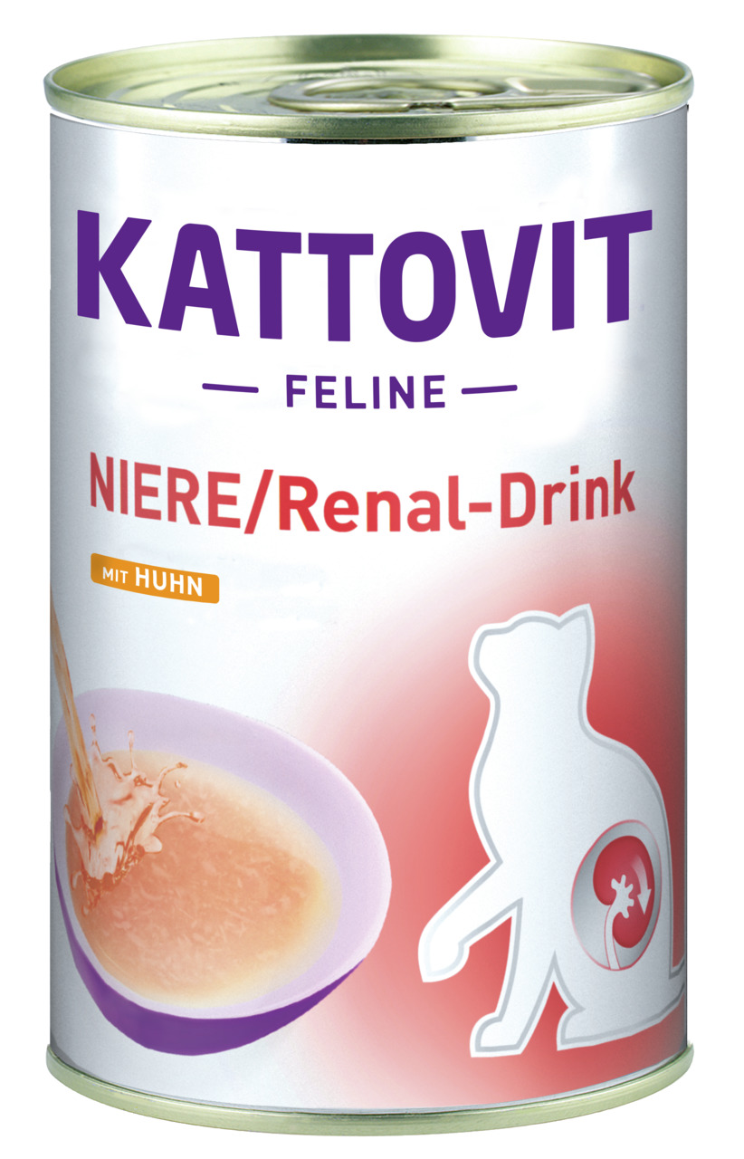 Kattovit Feline Niere-Renal-Drink, Spezialfutter f. Katzen m. Nierenerkrankungen, Geschm.: Huhn, Menge: nicht erkennbar.