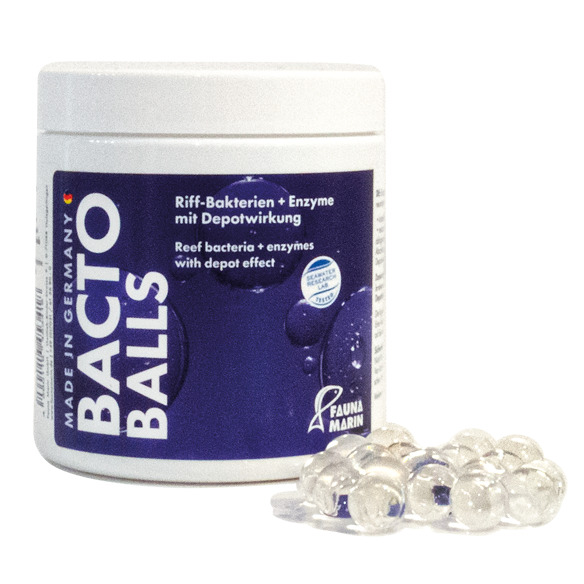 Fauna Marin Bacto Balls, für Aquarienbesitzer, Riff-Bakterien+Enzyme, ideal f. Meerwasseraquarien, Made in Germany, Dose sichtbar.