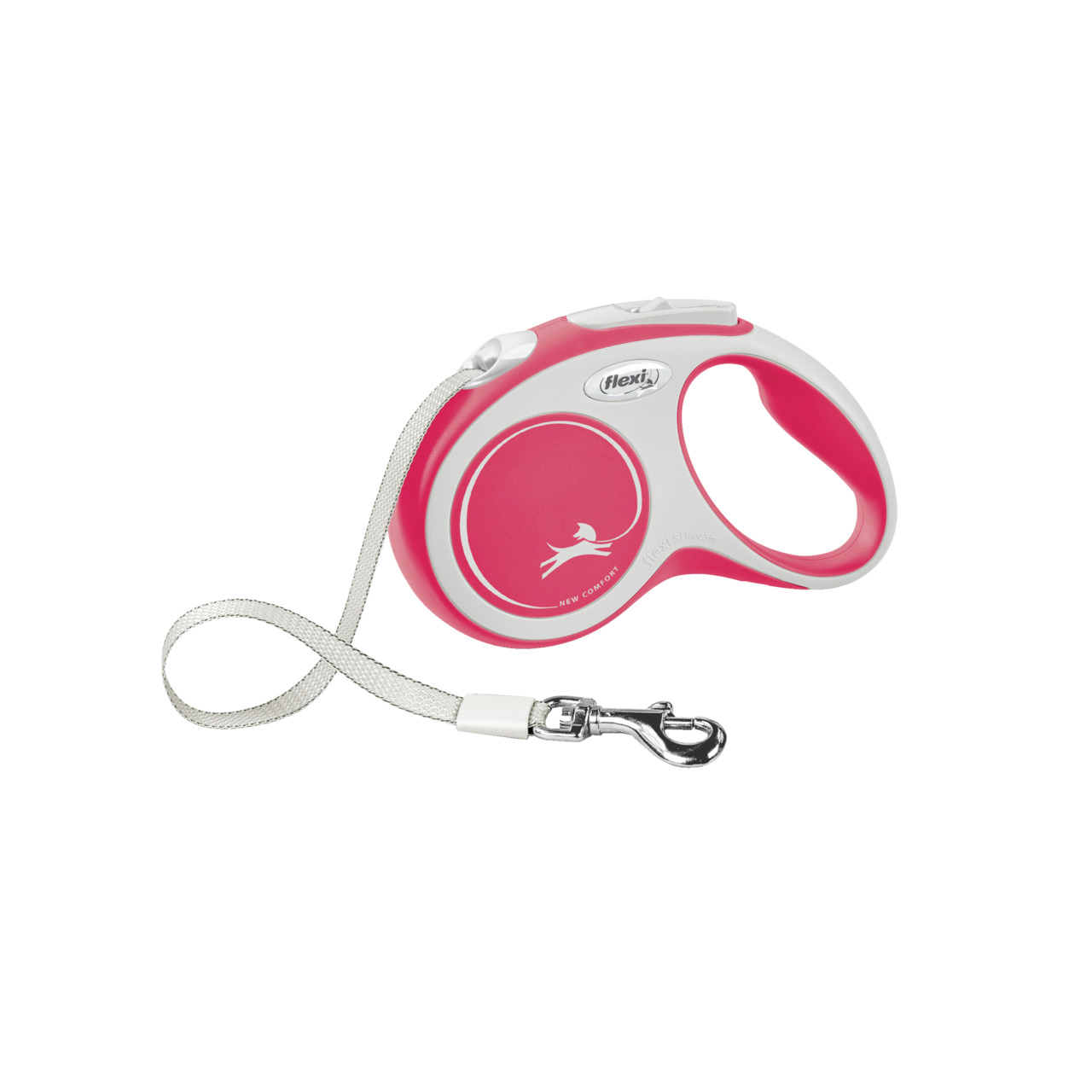 Flexi New Comfort Hundeleine, Pink/Weiß, ergonom. Griff, stabiler Karabiner, für Hunde, komfort. Kontrolle beim Gassigehen.