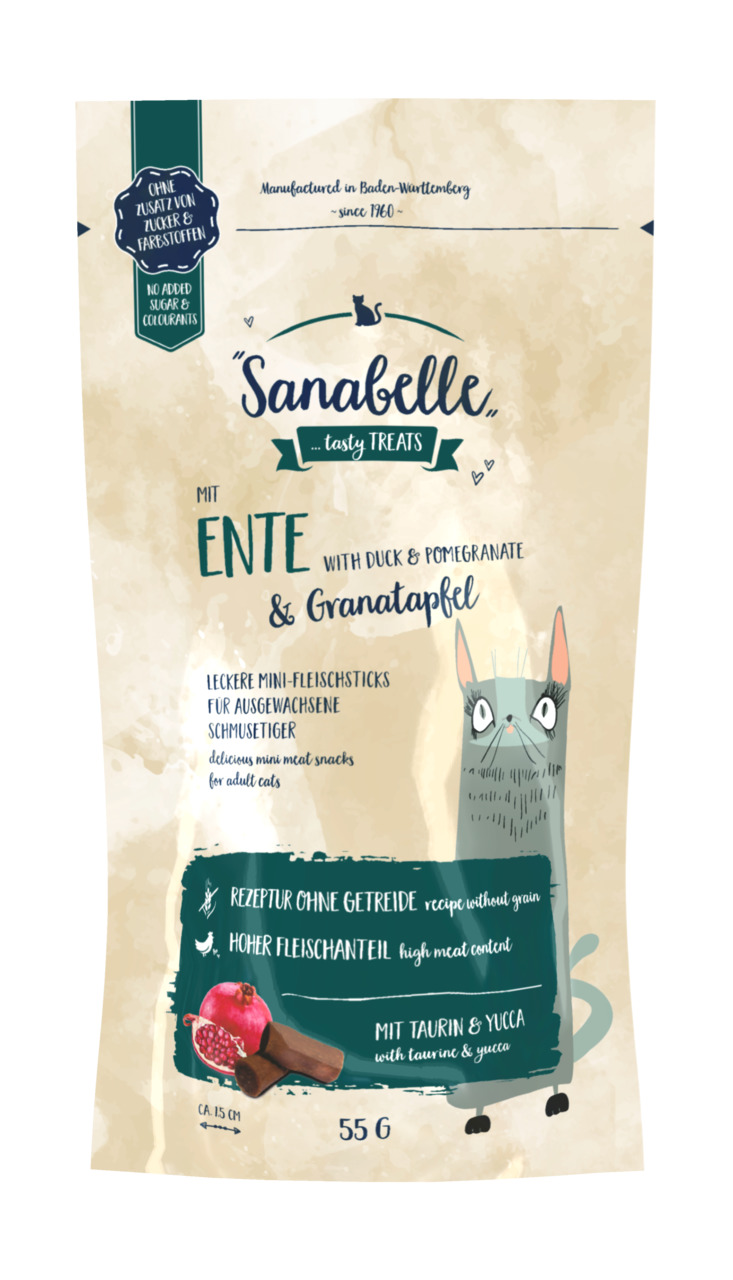 Sanabelle Tasty Treats mit Ente & Granatapfel Katzen Snack 55 g