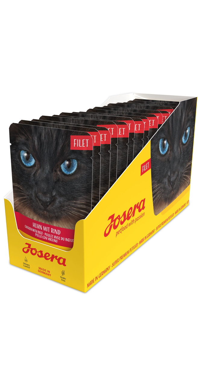 Josera Filet Katzenfutter, Katzen, Huhn+Rind, Made in Germany, getreidefrei, 70 g Premium-Nassfutter.