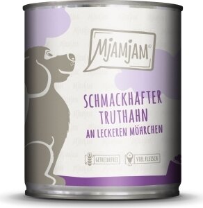 Mjamjam Hunde-Tierfutter, Truthahn & Möhrchen, getreidefrei, hoher Fleischanteil, 400 g.