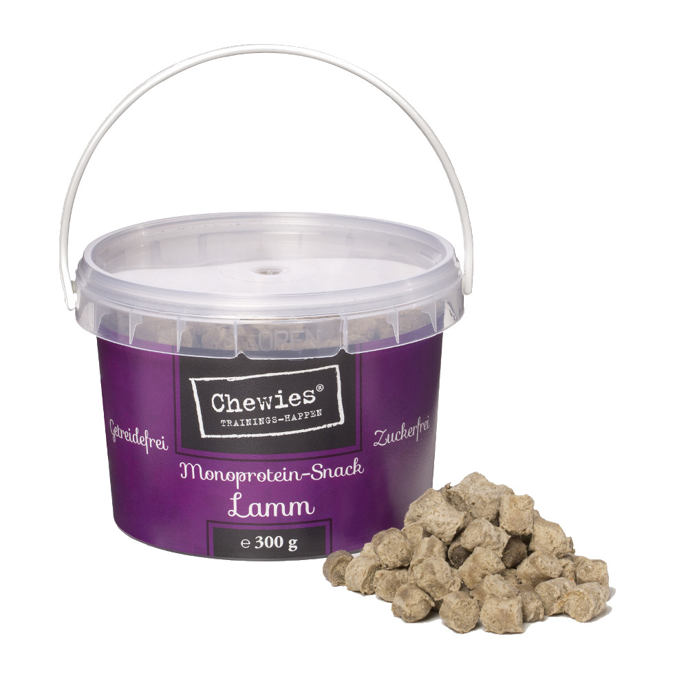 Sparpaket 2 x 300 g Chewies Trainings-Happen Monoprotein Lamm Hunde Snack