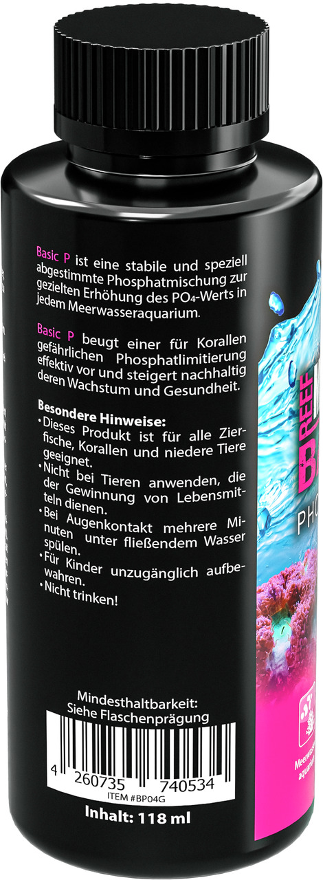 MICROBE-LIFT Basic P, 118 ml, für Meerwasseraquarien, fördert Korallenwachstum & Gesundheit, spez. Phosphatmischung.