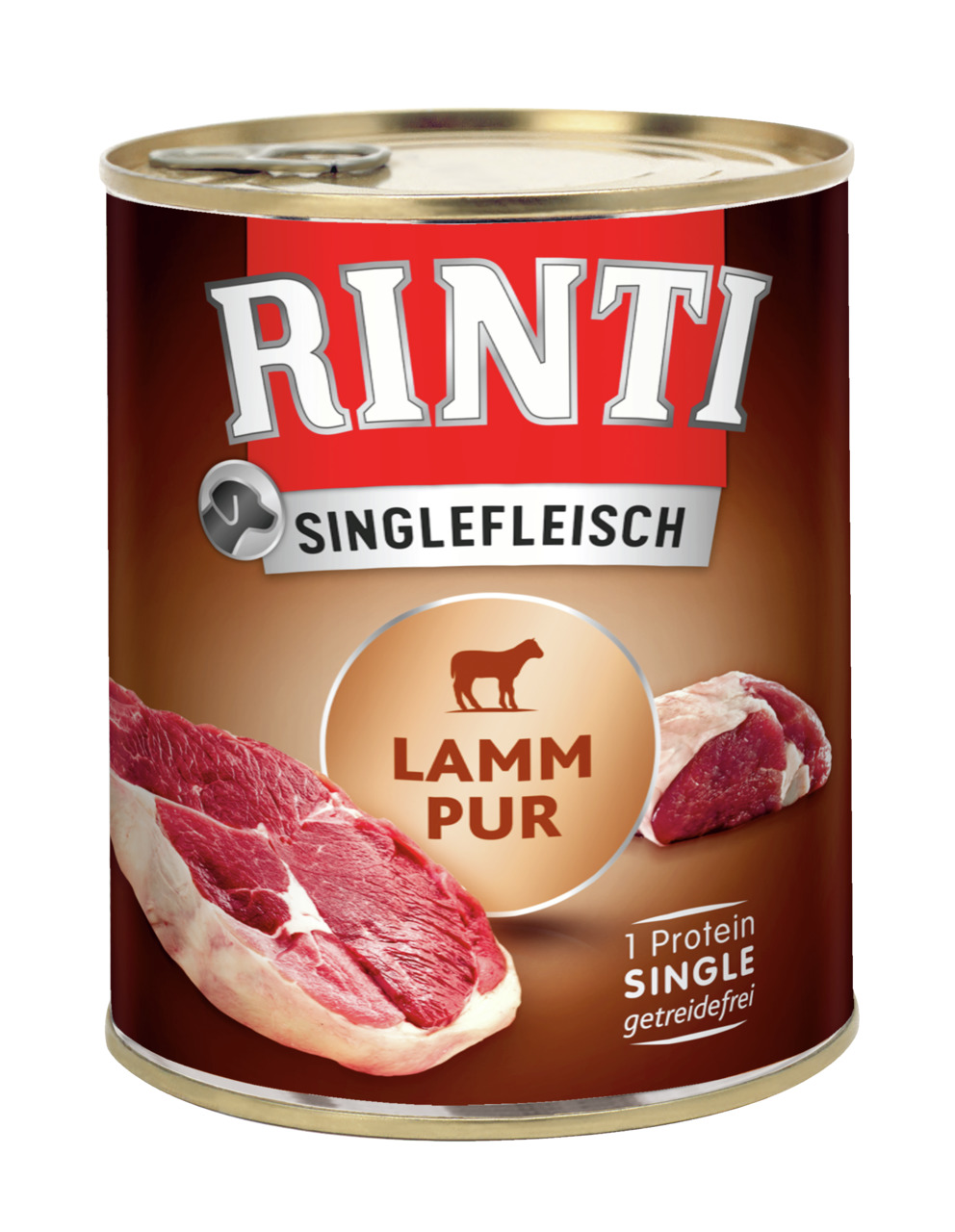 RINTI Singlefleisch Lamm Pur, Nassfutter f. Hunde, getreidefrei, 1 Proteinquelle, Geschm.: Lamm, 400 g.