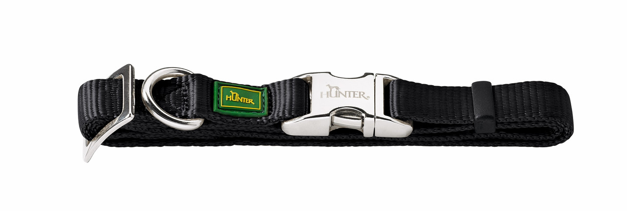 HUNTER Hundehalsband, Nylon, Metallverschluss, für alle Hunde, langlebig, verstellbar, mit grünem Logo, ideal für täglichen Gebrauch.