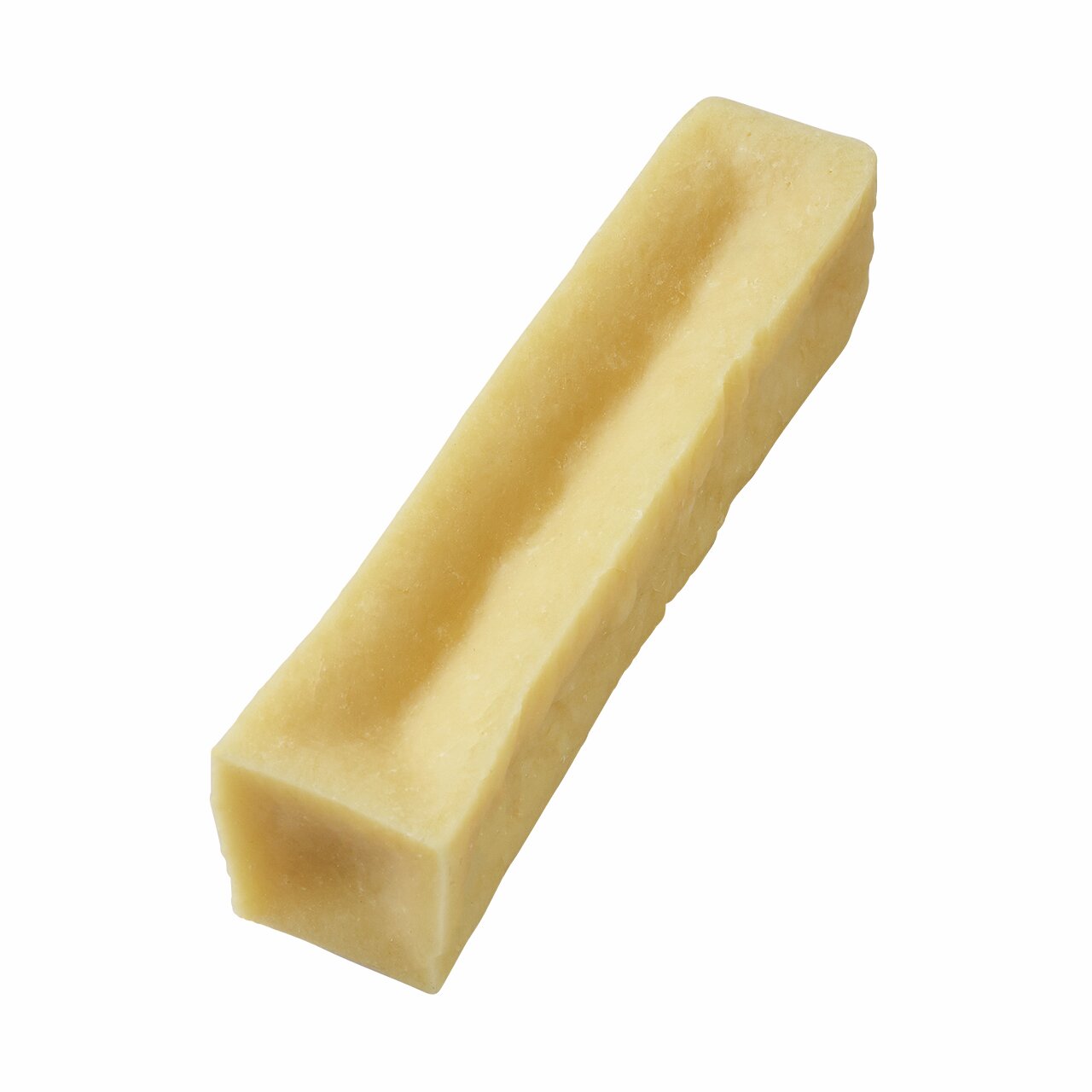 Lottis Häppchen Kausnack für Hunde, Yak-Käse, natürliche Zahnpflege, langanhaltend, rechteckig, gelblich.