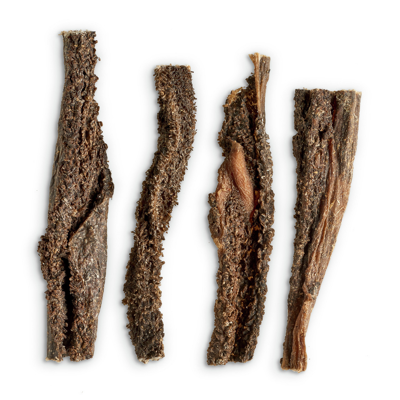 Lottis Häppchen Rinderpansen-Streifen, natürl. Kausnack f. Hunde, proteinreich, fettarm, geeignet f. alle Größen, 4 Stück.
