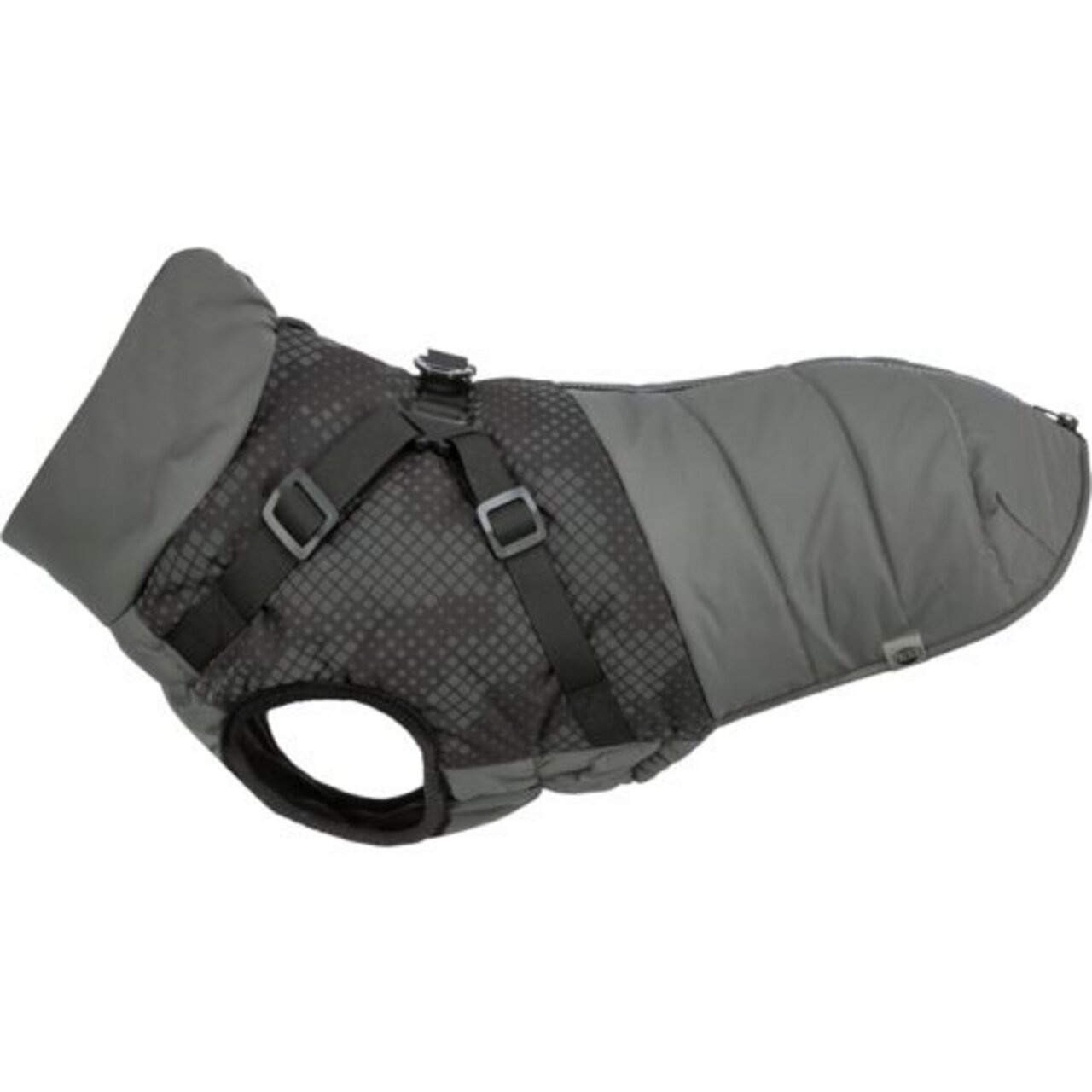 TRIXIE Mantel Explore, für mittelgroße/große Hunde, grau/schwarz, wasserabweisend, gepolstert, verstellbar, Schutz & Komfort.
