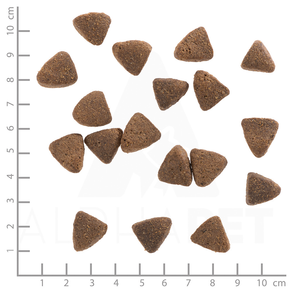 Wolfsblut Trockenfutter für Hunde, braune Kroketten (1-2 cm), gleichmäßig geformt, dreieckig.