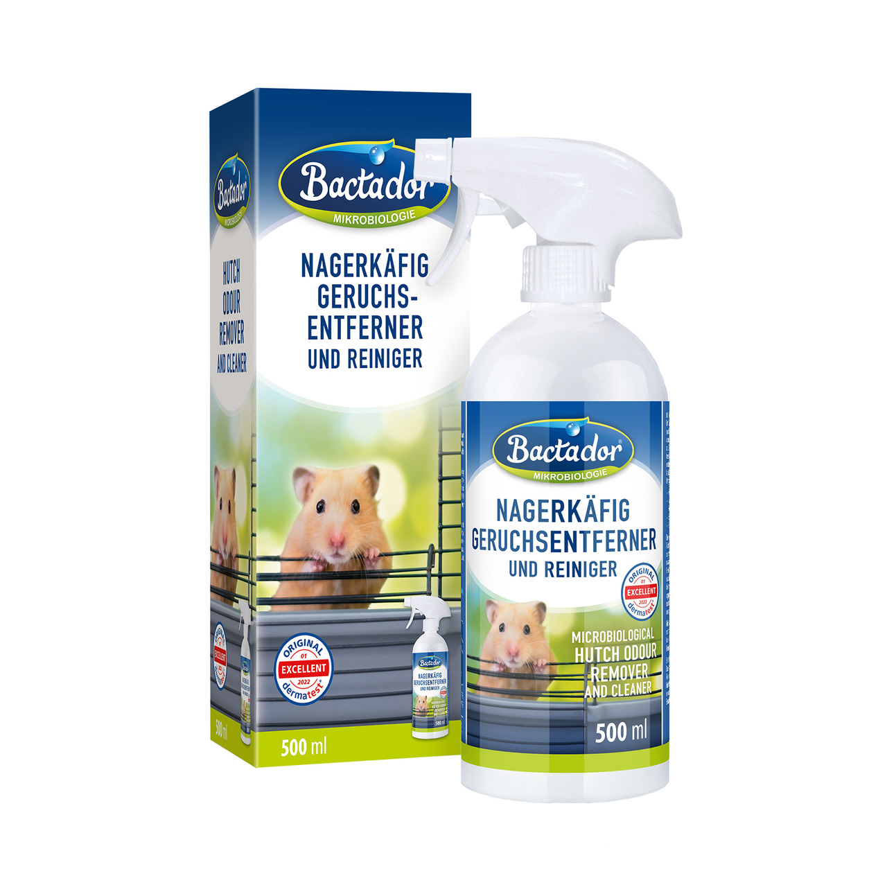 Bactador Nagerkäfig Geruchsentferner, 500 ml, für Nagetierhalter, mikrobiologischer Reiniger, entfernt Gerüche, wirksam, mit Hamster.