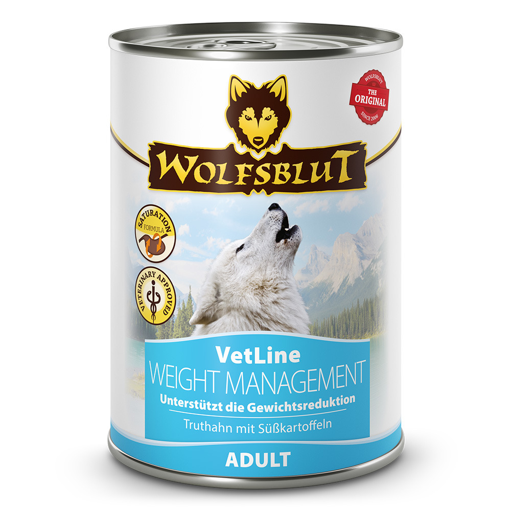 Wolfsblut VetLine Weight Management, für erw. Hunde, Truthahn+Süßkartoffeln, unterstützt Gewichtsreduktion, 395 g.