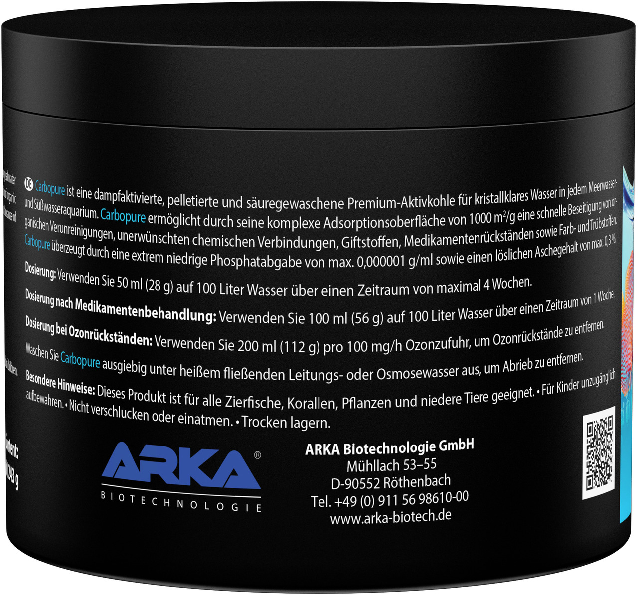 ARKA Carbopure: Premium-Aktivkohle für Meer--Süßwasseraquarien, 283 g, kristallklares Wasser, entfernt Verunreinigungen & Giftstoffe.