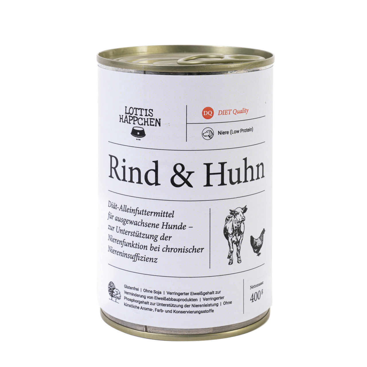 Lottis Häppchen Niere (Low Protein) / Rind & Huhn Hunde Nassfutter 400 g