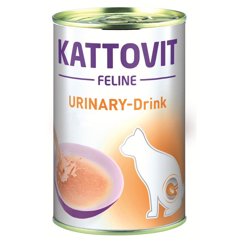 Kattovit Feline Urinary-Drink, Getränk für Katzen zur Unterstützung der Harnwege, Geschmacksrichtung nicht angegeben, moderne Dose.