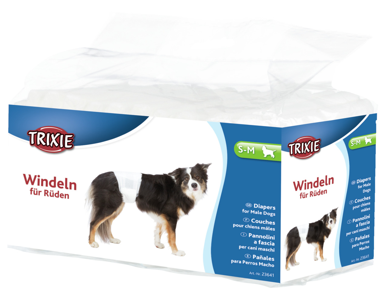 TRIXIE Windeln für Rüden S-M, für männl. Hunde, Hygiene+Sauberkeit, Packung mit mehreren Windeln.