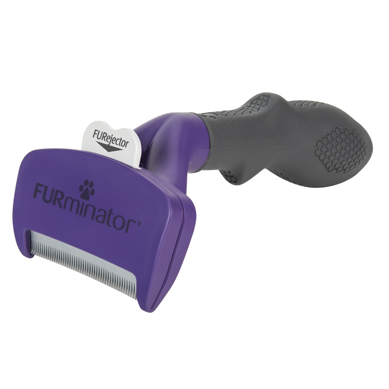 FURminator deShedding-Tool für Hunde, mittelgroß-groß, kurzes Fell, entfernt Unterwolle & lose Haare, ergonomischer Griff, Edelstahlkante.