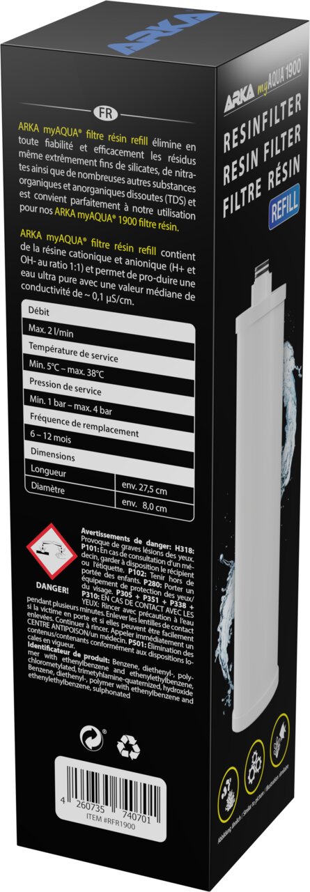 ARKA myAQUA 1900 Resin Refill Harzfilter für Umkehrosmoseanlagen, für Aquaristik, entfernt TDS, Nitrat und Silikat.