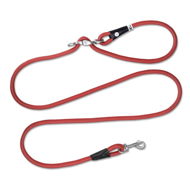 Curli Clasp Leash, rote Hundeleine, robustes Material, Metall-Karabiner, leicht & flexibel, für Hunde, Länge auf Bild erkennbar.