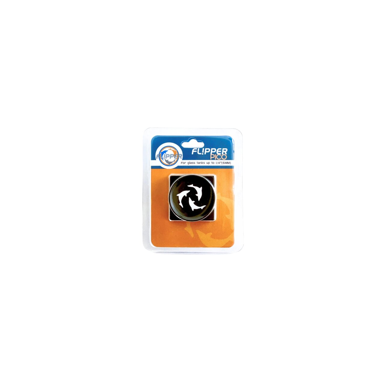 Flipper Pico Algenmagnet für Aquarien bis 6 mm Glasstärke, handlich und effektiv, orange Verpackung, EAN: 0652043949510.
