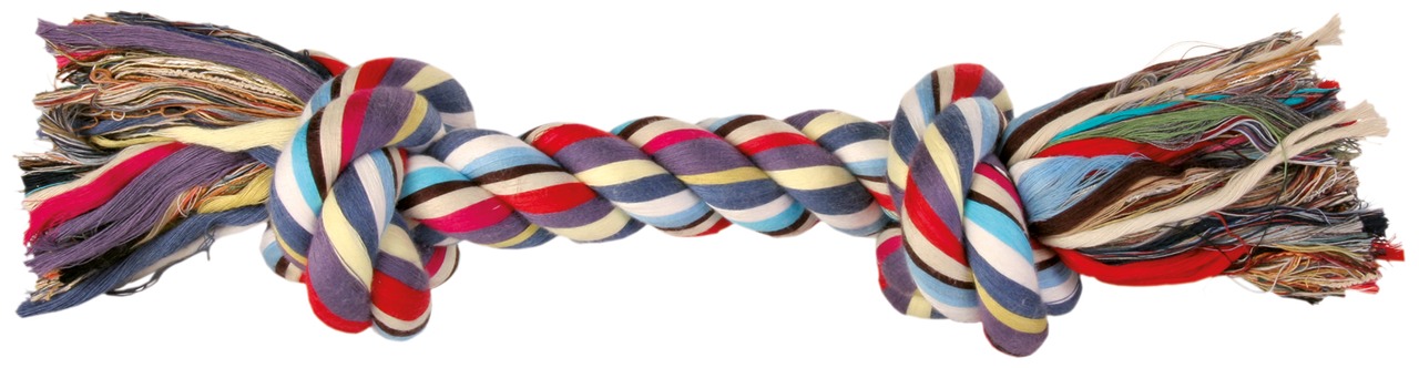 TRIXIE Hundespielzeug, Knoten-Seil, ca. 26 cm, bunt (Rot, Blau, Gelb, Weiß), für alle Hunde, fördert Zahnpflege & Spielspaß.
