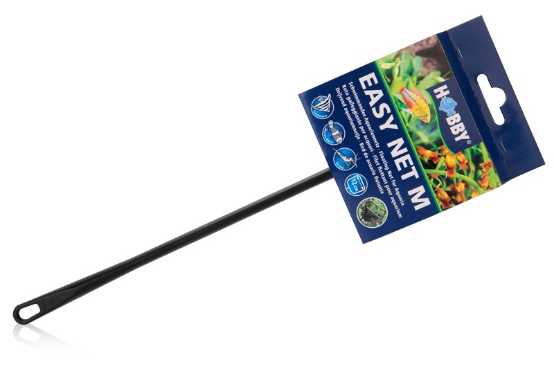 HOBBY Kescher, schwarz, rechteckig, feinmaschig, langer Griff, für Aquarienpflege, ideal für Fische fangen-Pflanzenreste entfernen.
