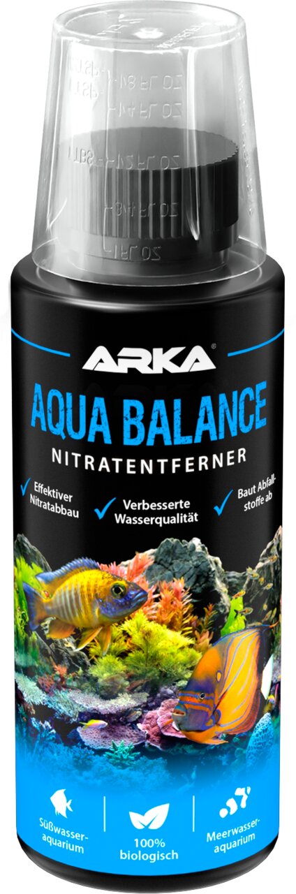 ARKA Aqua Balance Nitratentferner für Süß- und Meerwasseraquarien, 100% biologisch, verbessert Wasserqualität und baut Nitrat ab.