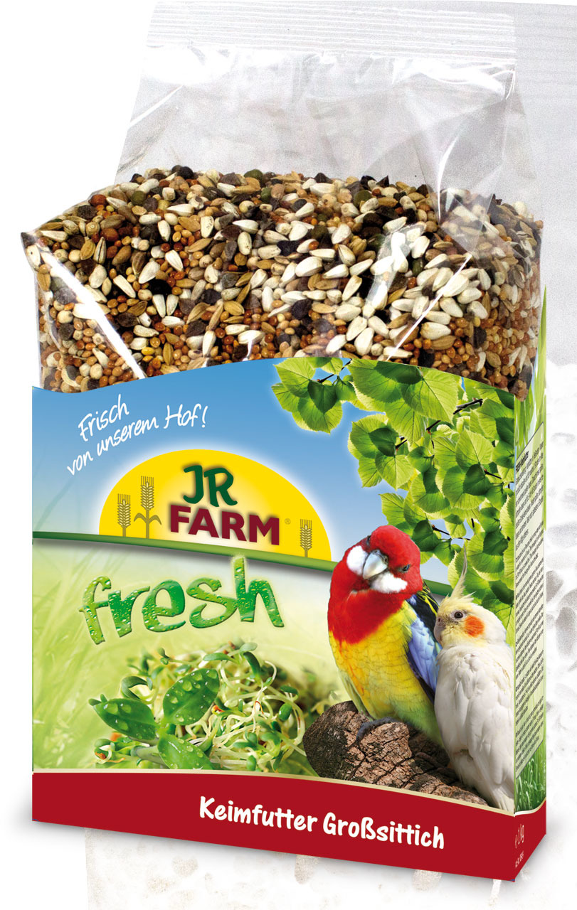 JR FARM fresh Keimfutter Großsittich, 1 kg, für Großsittiche, mit frischen Keimlingen, natürliche & gesunde Ernährung.
