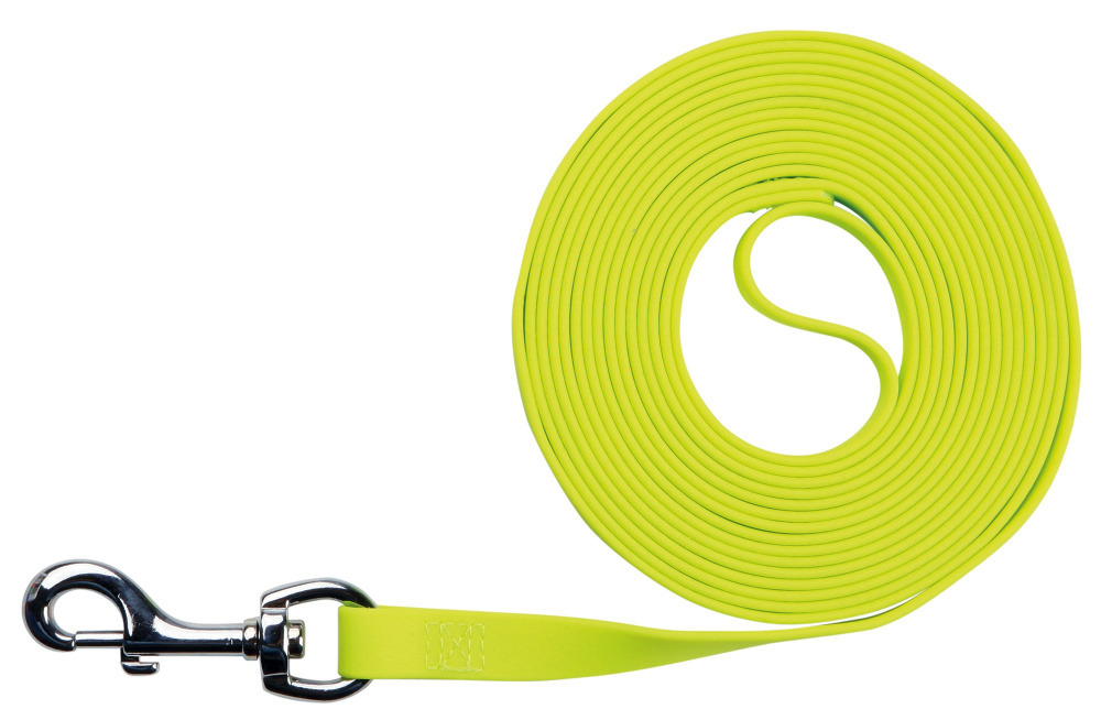 TRIXIE Gelbe Schleppleine für Hunde, 10m, robust, wasserabweisend, mit Metallkarabiner, ideal für Training & Spaziergänge.