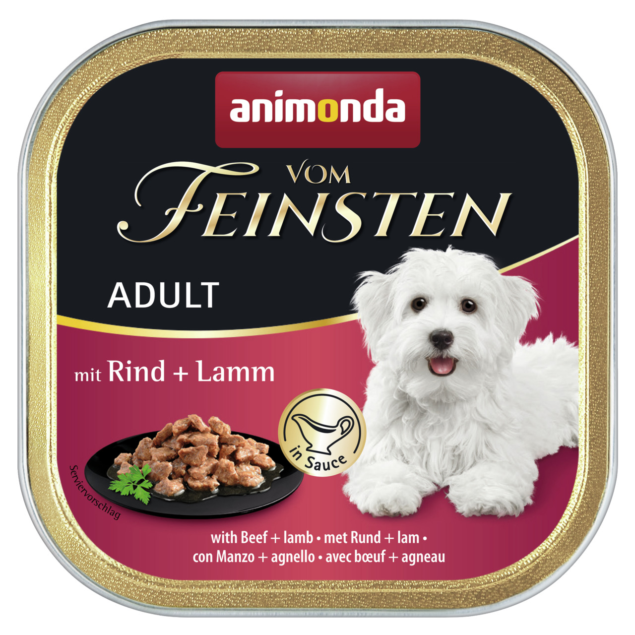 Sparpaket 22 x 150 g Animonda Vom Feinsten Adult mit Rind + Lamm Hunde Nassfutter
