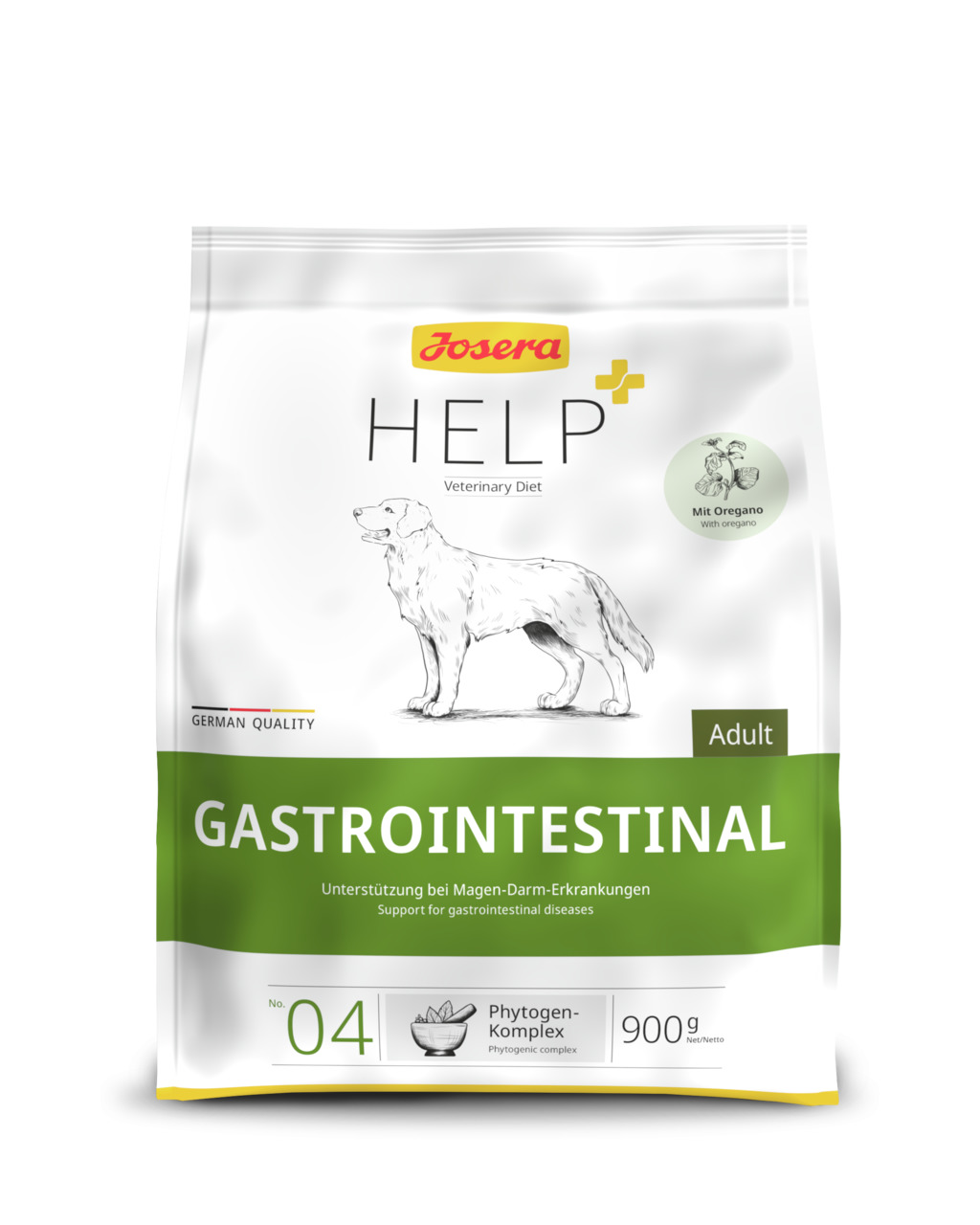 Josera Help Gastrointestinal, Spezialfutter für erw. Hunde, 900 g, mit Phytogen-Komplex & Oregano, unterstützt Magen-Darm.