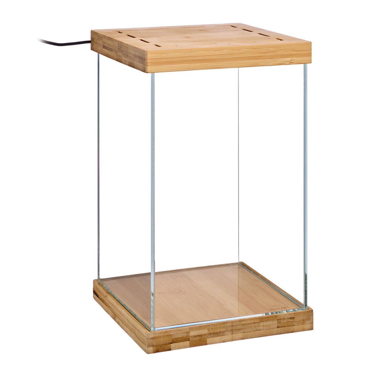 AQUAEL Nano Aquarium aus Glas mit Holzdeckel und Holzsockel, für Aquaristik und Zierfische, modernes Design.