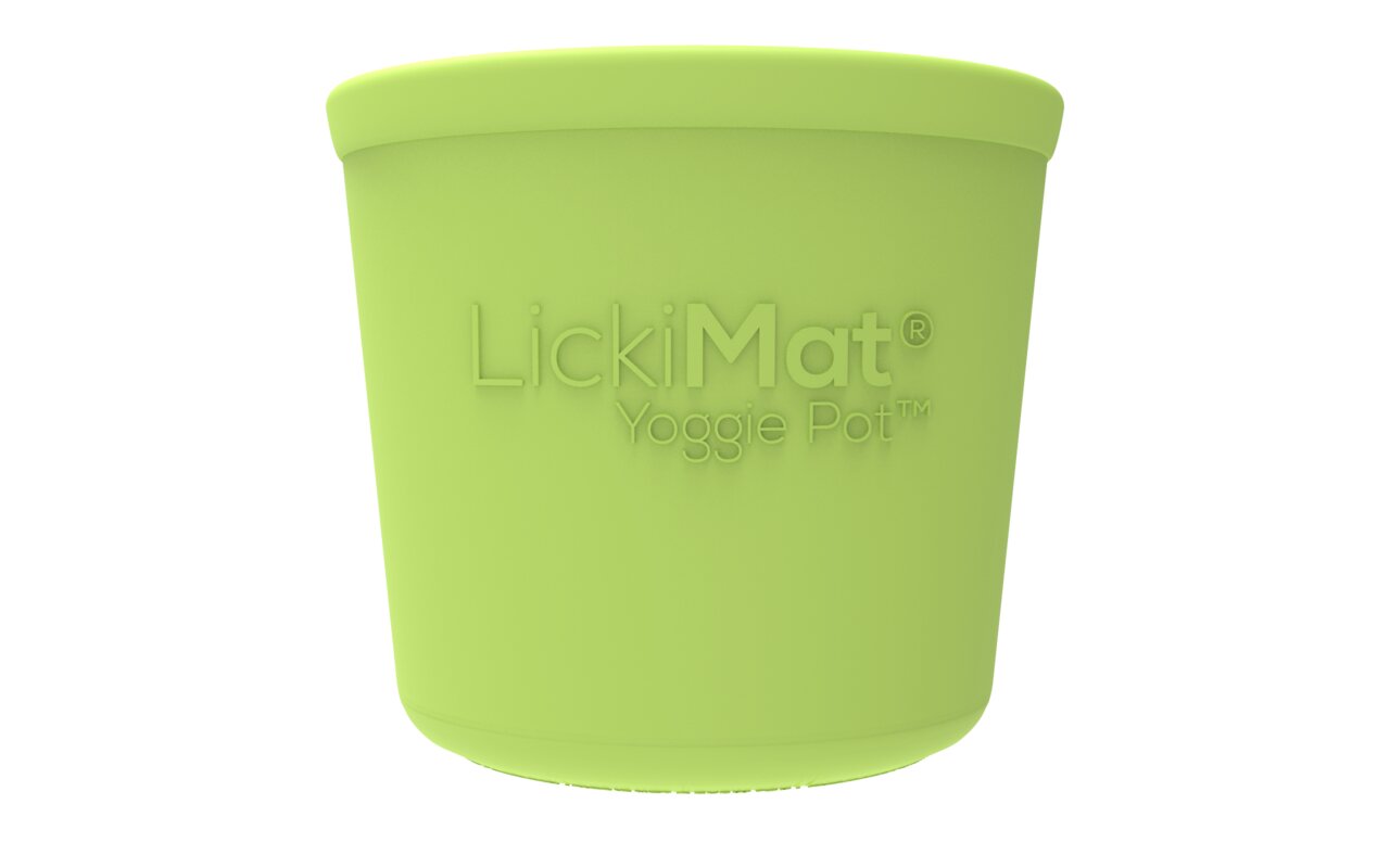 LickiMat® Yoggie Pot™, für Hunde & Katzen, hellgrün, 250 ml, fördert langsames Fressen, reduziert Stress, für Joghurt & Pasten.