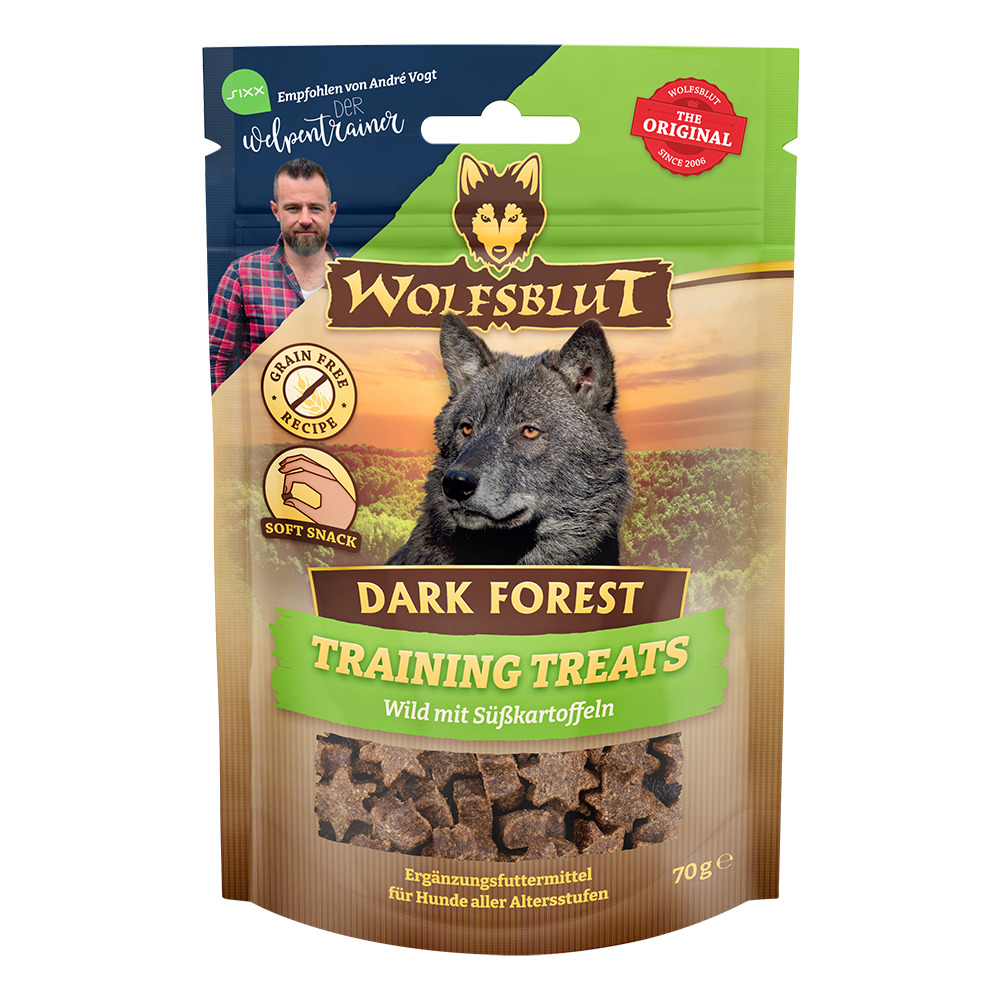 WOLFSBLUT Dark Forest Training Treats: getreidefreie Soft-Snacks für Hunde (Wild & Süßkartoffeln), 70 g, empfohlen von Hundetrainern.