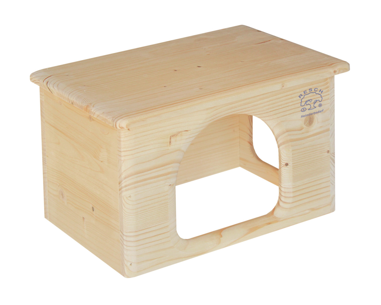 Resch Heimtierbedarf Holzhaus, für Kaninchen/Meerschweinchen, unbehandelt, flaches Dach, großer Eingang, sicherer Rückzugsort.