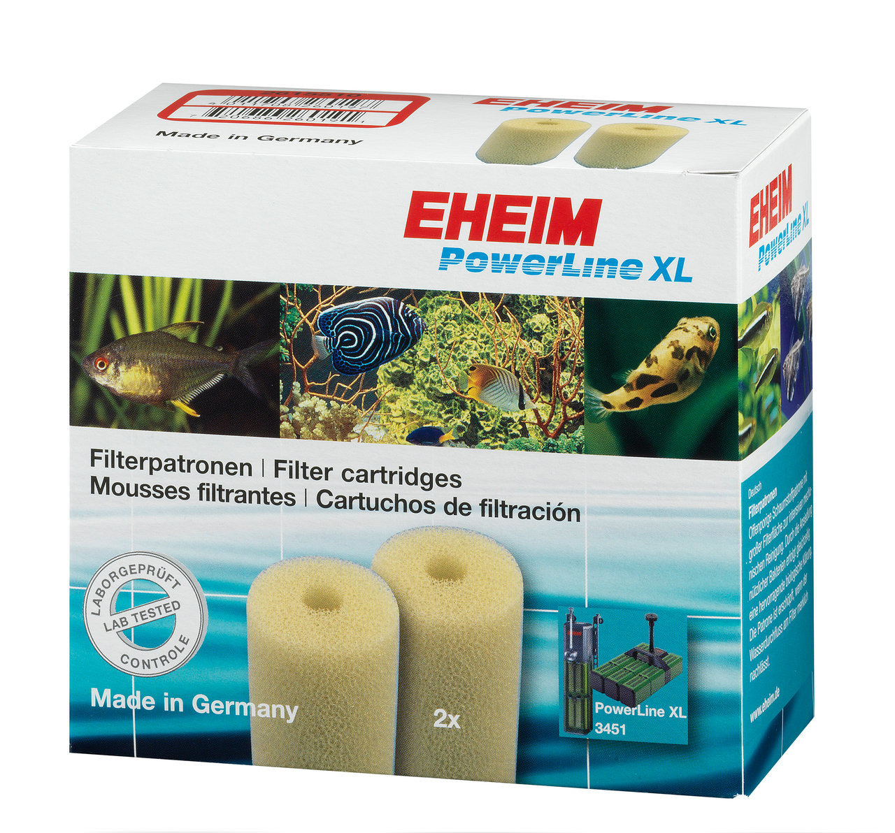 EHEIM PowerLine XL Filterpatronen, 2 Stk., für Aquaristik-Enthusiasten, gelber Schaumstoff, mech. & bio. Filterung, Made in Germany.