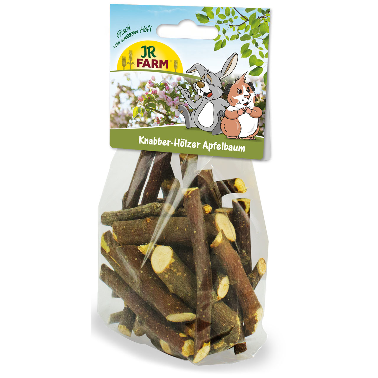 JR FARM Knabber-Hölzer Apfelbaum, für Kaninchen & Meerschweinchen, natürl. Snack & Beschäftigung, Apfelbaumzweige, in Tüte.