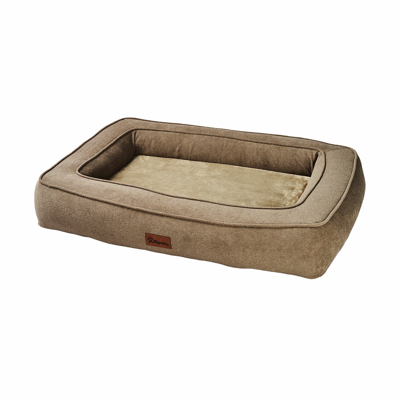 Hundebett Allpets, braun, gepolstert, erhöhter Rand, für Hunde aller Größen, gemütlich, ideal innen.