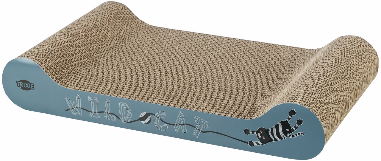 Kratzliege von TRIXIE für Katzen, Design "Wildcat", aus Wellpappe, ideal zum Kratzen und Ruhen, umweltfreundlich, Größe erkennbar.