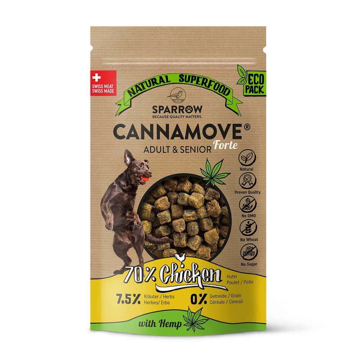 Sparrow CannaMove Forte Adult & Senior 70% Chicken with Hemp Hunde Snack 200 g