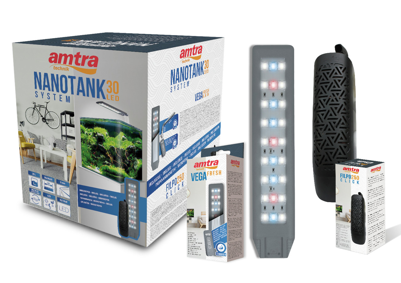 amtra NANOTANK 30 LED System: 30L Nano-Aquarium, LED, FILPO 250 Filter, VEGA Fresh, für Einsteiger, kompakt für Süßwasseraquarien.