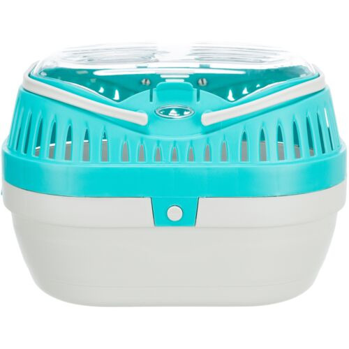 TRIXIE Transportbox "Mini-Capri" für Kleintiere, Türkis-Weiß, mit Belüftung, Tragegriff, ideal für Reisen-Tierarzt, kompakt.