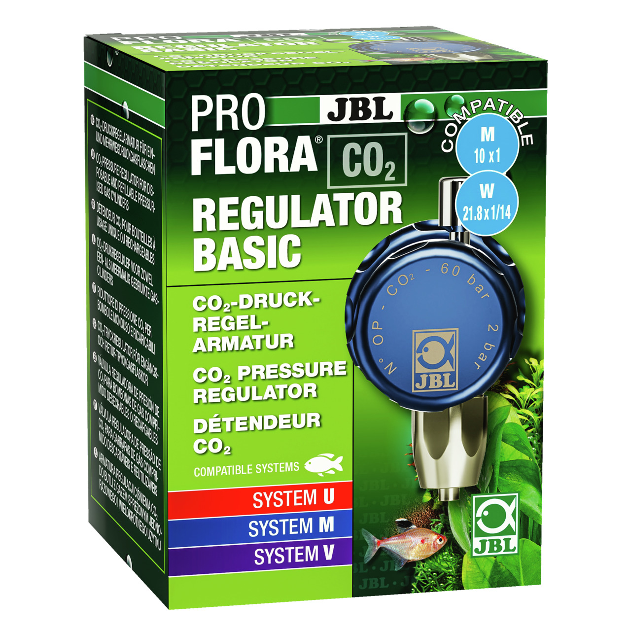 JBL ProFlora CO2 Regulator Basic, CO2-Druckregler für Aquarien, für Pflanzenwachstum, kompatibel mit System U, M, V.