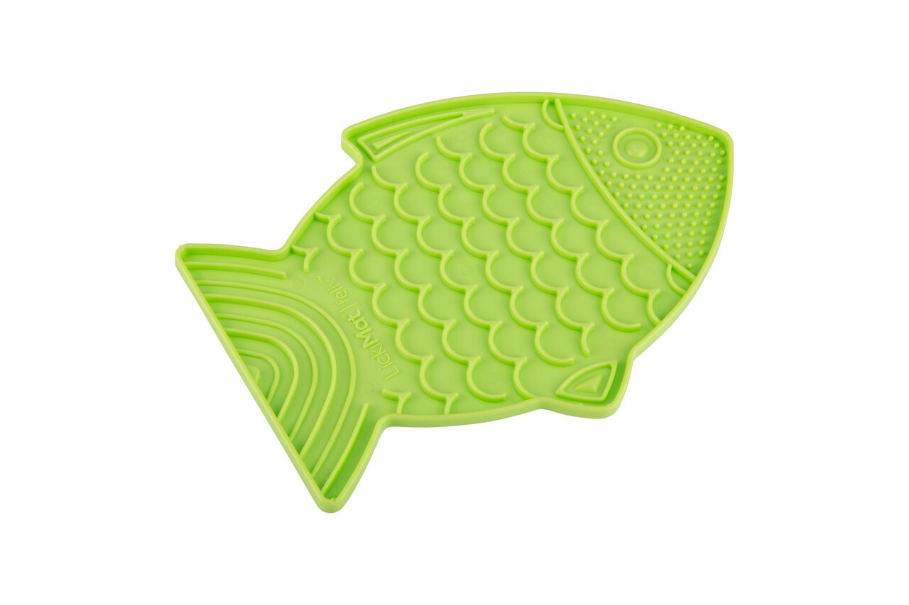 LickiMat Fischform, für Hunde/Katzen, Beschäftigung+Stressreduktion, fördert langsames Fressen+Zahngesundheit, lebensmittelecht.