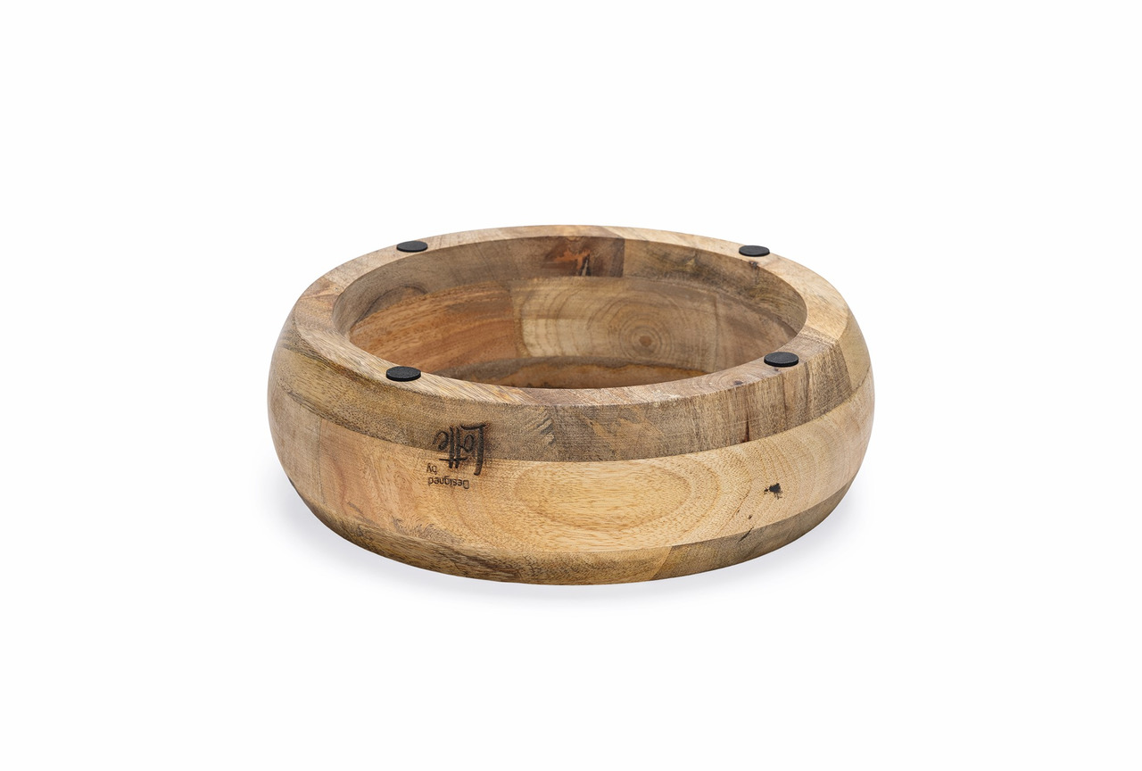 Holz-Hundenapf „Designed by Lotte“, Mangoholz, für Hunde aller Größen, rund, rutschfest, stilvoll, langlebig, für Futter-Wasser.