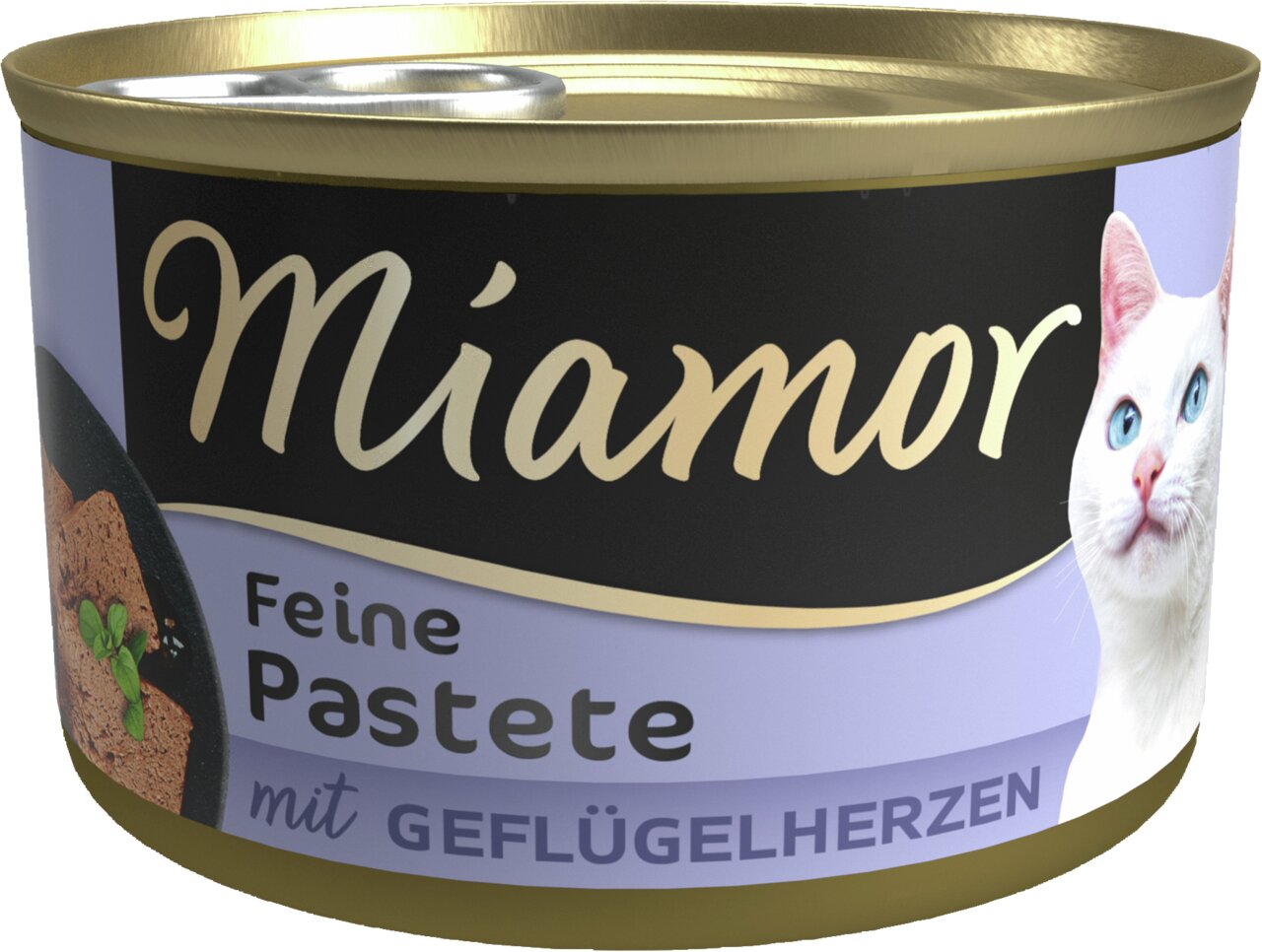 Miamor Feine Pastete mit Geflügelherzen, Katzennahrung für ausgewachsene Katzen, zarte Textur, 85 g Dose.