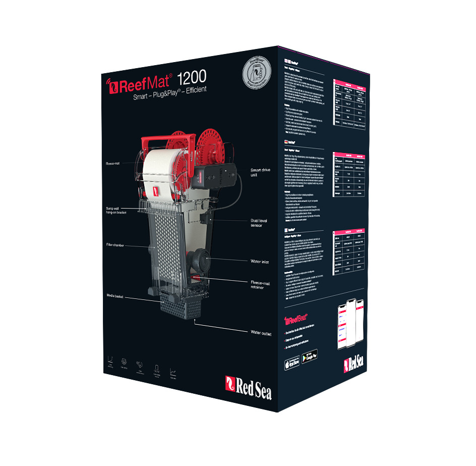Red Sea ReefMat 1200: Autom. Filtersystem f. Meerwasseraquarien, "Smart, Plug & Play, Efficient", inkl. "Smart drive unit", 1200 L.