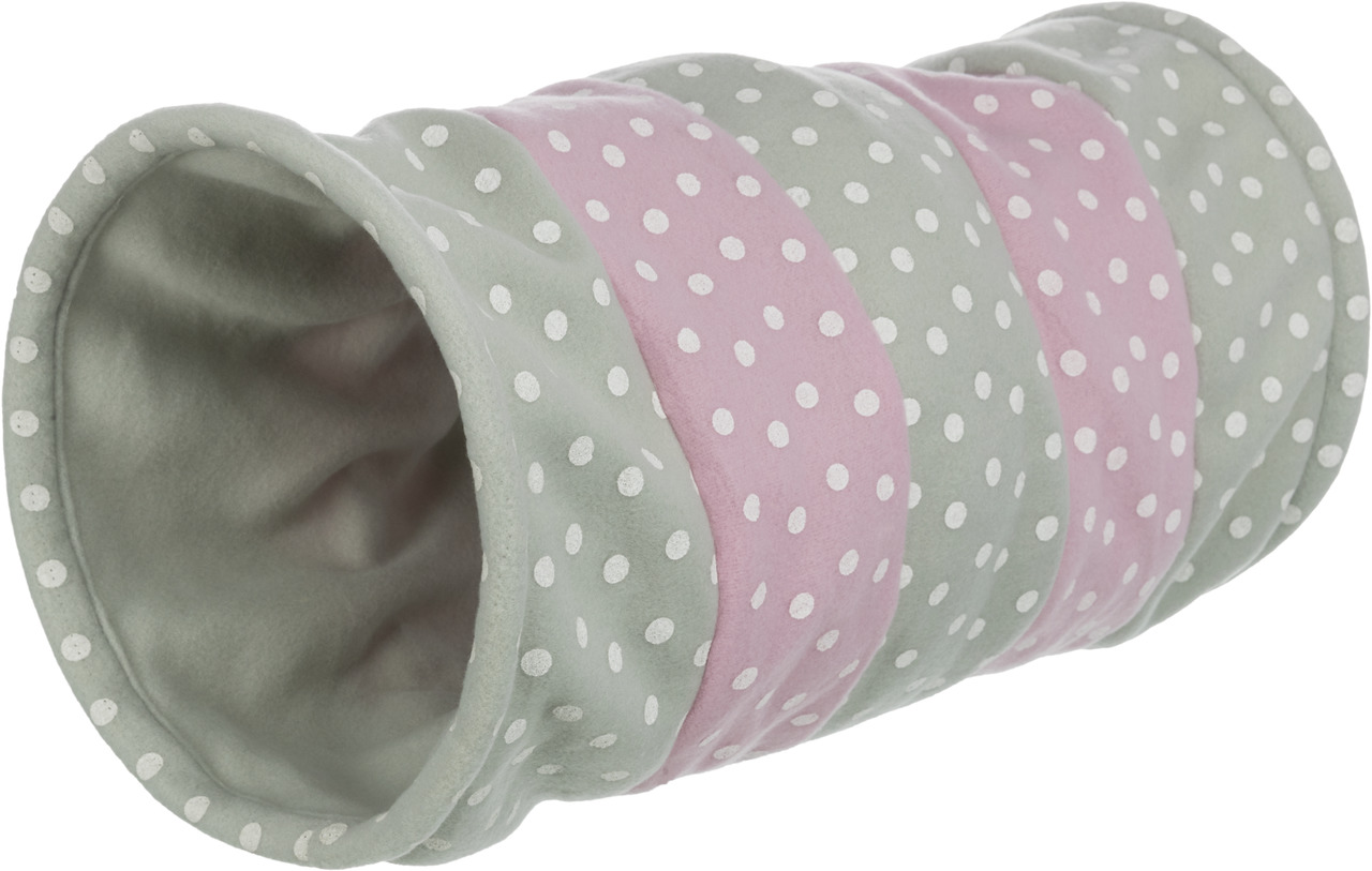 TRIXIE Spieltunnel für Kaninchen & Meerschweinchen, weicher Stoff, Rosa-Grün, Rückzugsort, fördert Aktivität.
