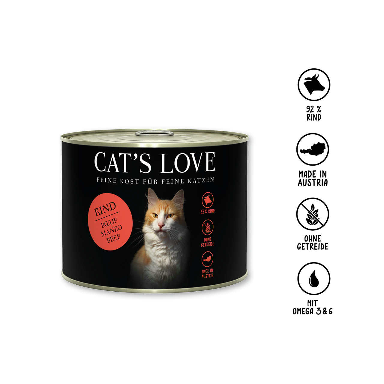 Sparpaket 6 x 200 g Cat's Love Adult Rind Pur Katzen Nassfutter