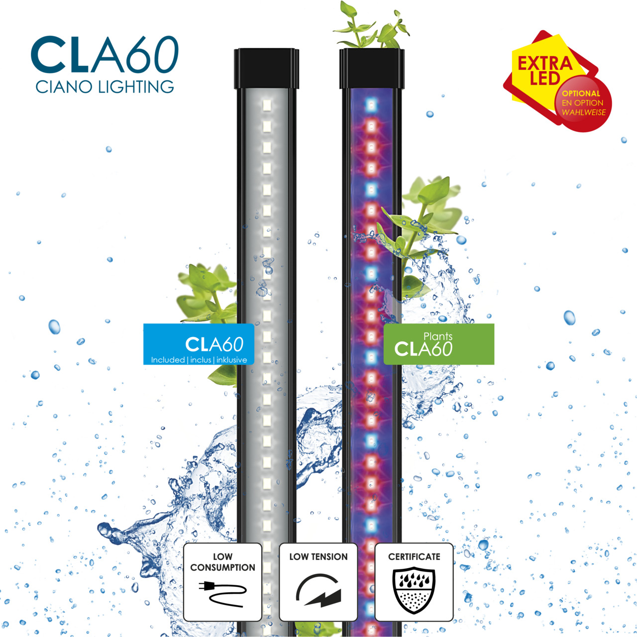 Ciano CLA60 LED-Stäbe: Allg.- & Pflanzenbeleuchtung, wasserdicht, energieeffizient, niedrige Spannung, ideal für Aquarien.